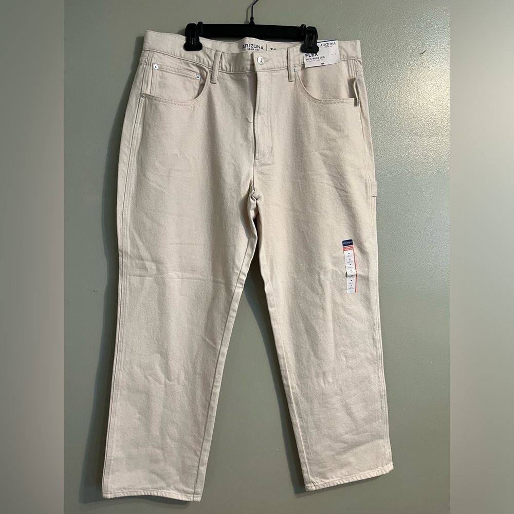 Arizona Jean Co Womens Flex 90s Wide Leg Relaxed Fit Ivory Jeans Size 36 NWT